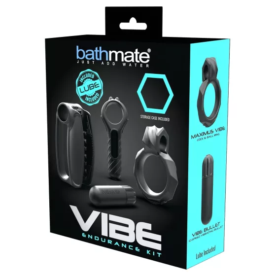 / Bathmate Vibe Endurance - sada masturbátora a erekčného krúžku (čierna)