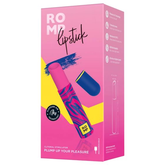 ROMP Lipstick - akumulátorový stimulátor klitorisu s vlnami (ružový)