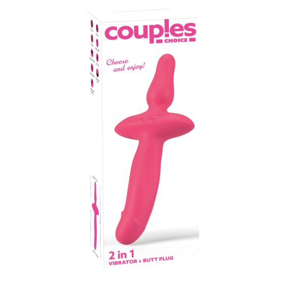 Couples Choice - vibrátor a análny plug 2v1 - ružový