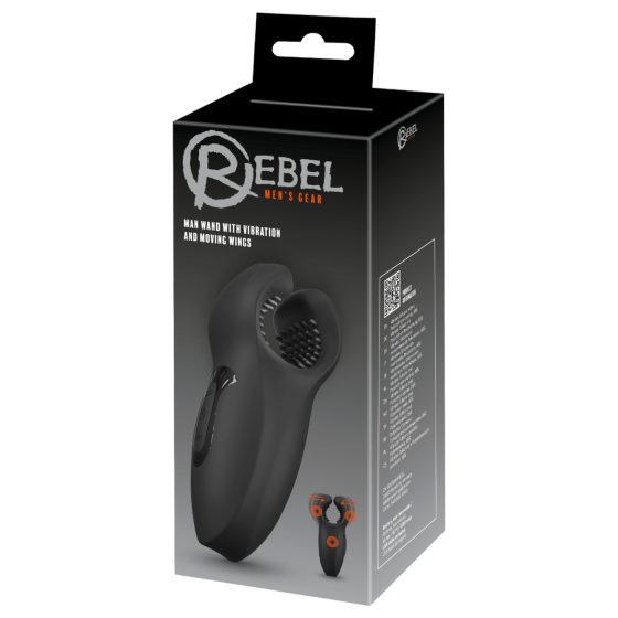 Rebel - výkonný pohyblivý vibrátor na žaluď (čierny)