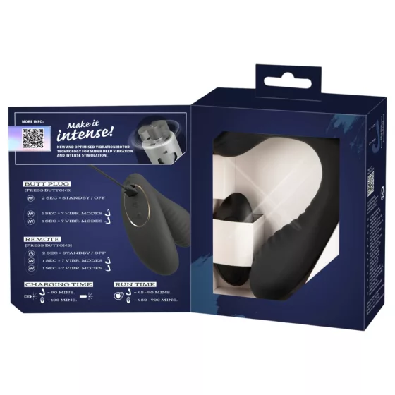 Intense - diaľkový vibračný stimulátor prostaty (čierny)