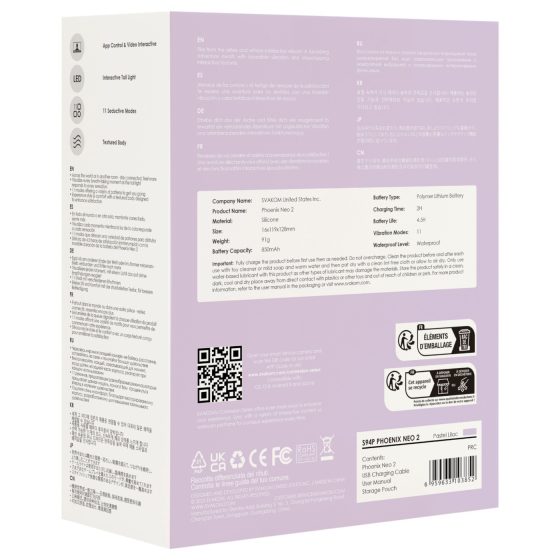 Svakom Phoenix Neo 2 - vibračné vajíčko s aplikáciou - fialové