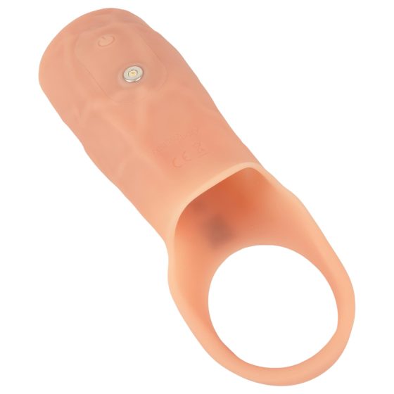 Realistixxx - otvorený, vibračný návlek na penis (prírodný)