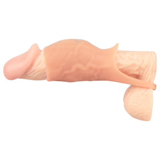 Realistixxx - otvorený, vibračný návlek na penis (prírodný)