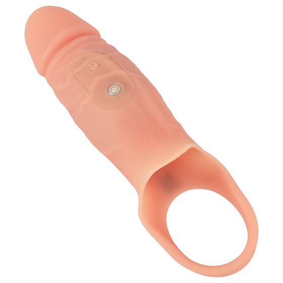 Realistixxx - vibračný krúžok a návlek na penis (prírodný)