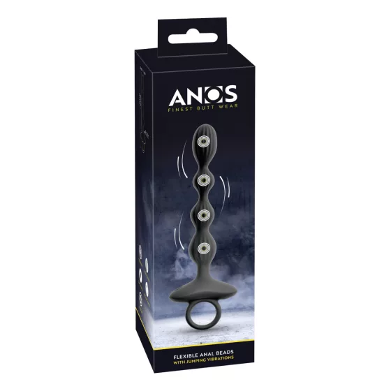 Anos - 2-motorový análny vibrátor s pohyblivými guličkami (čierny)