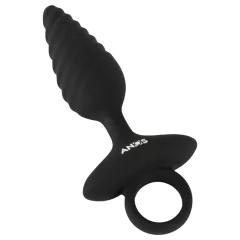 ANOS - análny vibrátor plug - vrúbkovaný - čierny