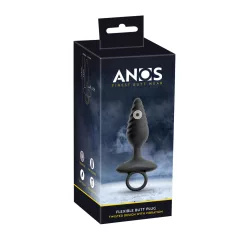 ANOS - análny vibrátor plug - vrúbkovaný - čierny