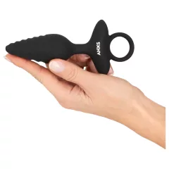 ANOS - análny vibrátor plug - vrúbkovaný - čierny