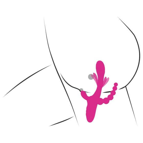 SMILE - vibrátor s tromi ramenami a jazykom - ružový