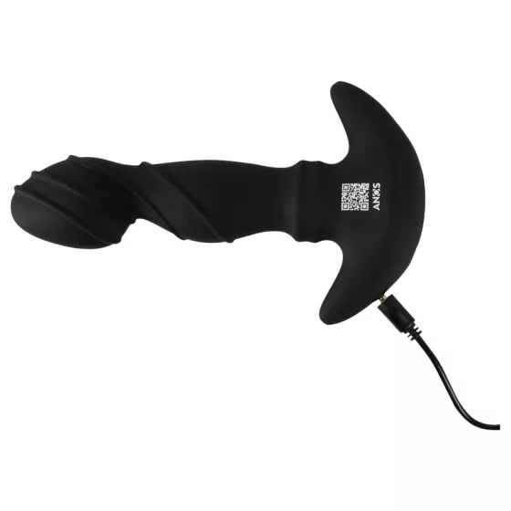 ANOS - vibračný stimulátor prostaty s pohyblivým krúžkom - čierny