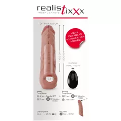   Realistixxx - vibračný návlek na penis s diaľkovým ovládaním - telová - 20 cm