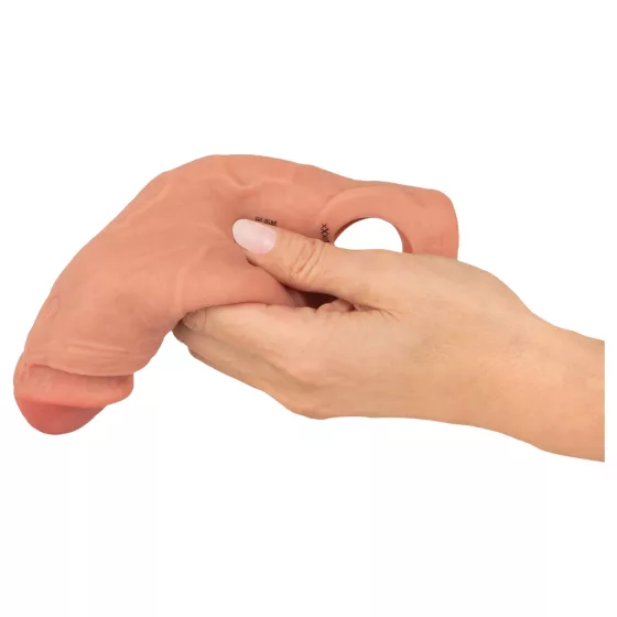 Realistixxx - vibračný návlek na penis s diaľkovým ovládaním - telová - 20 cm