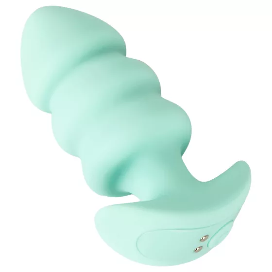 Cuties Mini - análny vibrátor plug s guľôčkami - zelený
