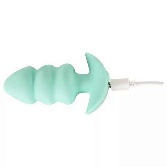 Cuties Mini - análny vibrátor plug s guľôčkami - zelený