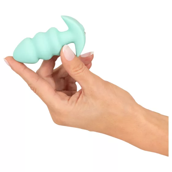 Cuties Mini - análny vibrátor plug s guľôčkami - zelený