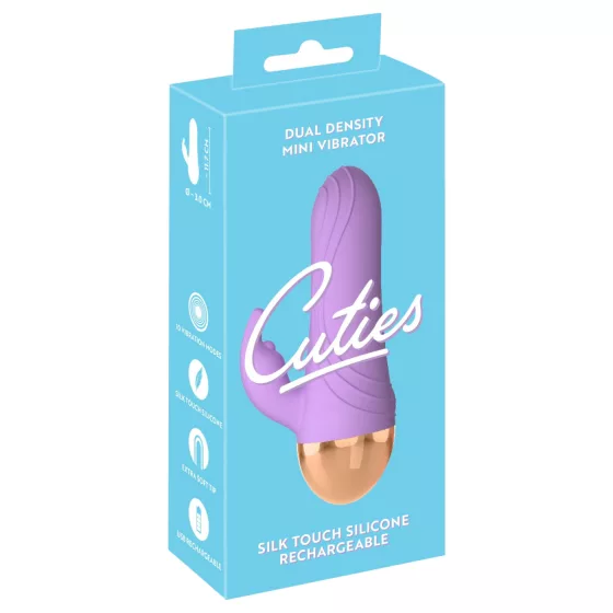 Cuties - akumulátorový, vodotesný mini vibrátor s klitorisovým ramienkom (fialový)