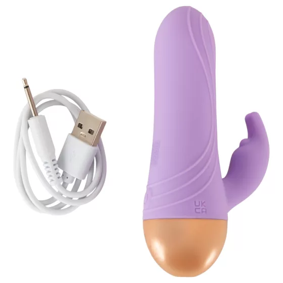 Cuties - akumulátorový, vodotesný mini vibrátor s klitorisovým ramienkom (fialový)
