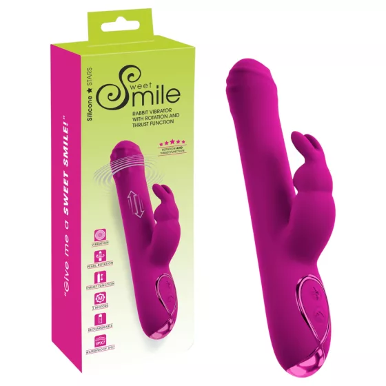 Sweet Smile - vibračný stimulátor s tlačidlom a rotačným klitorálnym ramienkom (ružový)