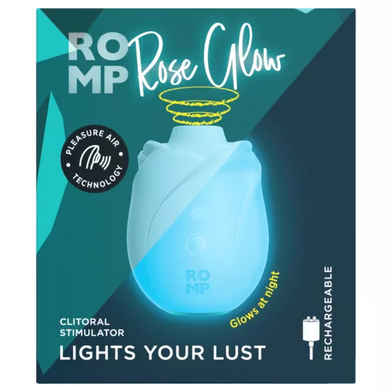 ROMP Rose Glow - stimulátor klitorisu s tlakovými vlnami (modrý)