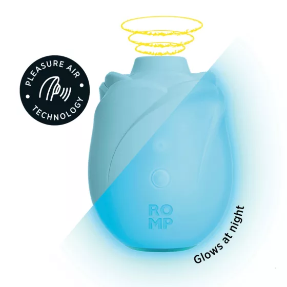 ROMP Rose Glow - stimulátor klitorisu s tlakovými vlnami (modrý)