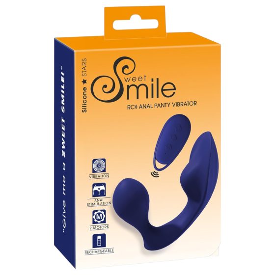 SMILE - diaľkový análno-vaginálny vibrátor (modrý)
