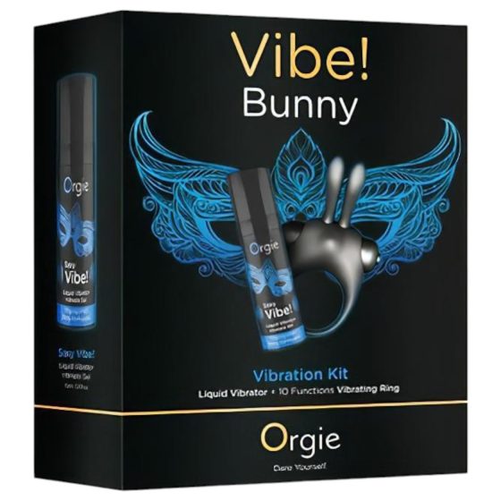 Orgie Bunny - vibračný erekčný krúžok set - čierny