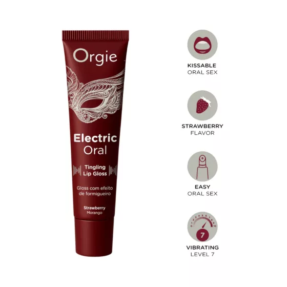 Orgie Electric Oral - lesk na pery s brniacim účinkom - jahoda (10 ml)