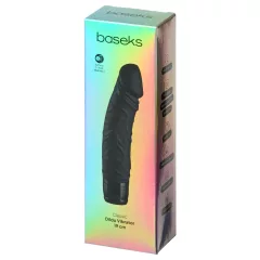   Baseks - realistický vibrátor v tvare penisu (čierny) - 19 cm