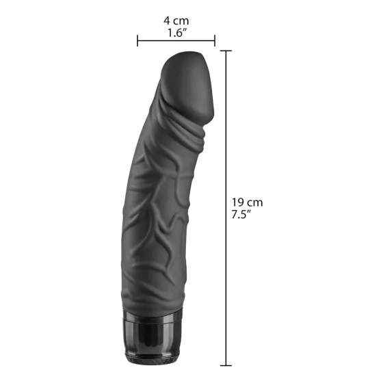 Baseks - realistický vibrátor v tvare penisu (čierny) - 19 cm