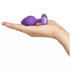   Baseks - silikónový análny kolík s krištáľovým kamienkom (fialový) - 8 cm