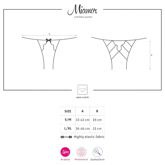 Obsessive - dámske otvorené nohavičky z čipky a sieťoviny - čierne - L/XL