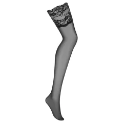   Obsessive - samodržiace pančuchy - široká čipka - čierne - L/XL