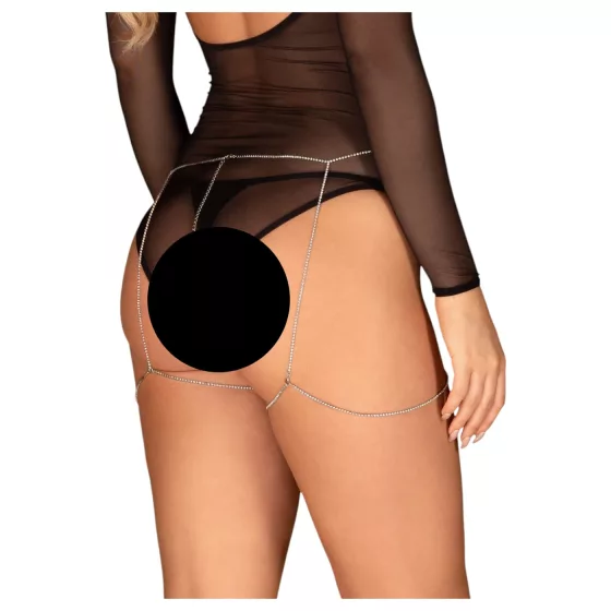 Obsessive Bijou 905 - luxus telový pásik (strieborný) - S-L