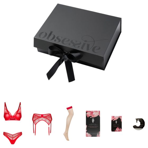 Obsessive - darčekový box so spodnou bielizňou - 6 dielov - červená