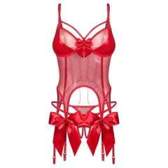 Obsessive Gifty - korzet a otvorené tangá (červená)