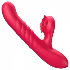   Erospace Sweet Play - 2v1 vibračný stimulátor s funkciou prirážania a klitorálneho dráždenia (červený)