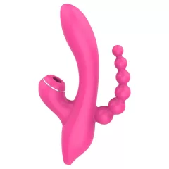   Erospace Sweet Play - vibrátor na bod G s análnou sondou a saním (ružový)