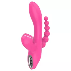   Erospace Sweet Play - vibrátor na bod G s análnou sondou a saním (ružový)