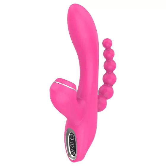 Erospace Sweet Play - vibrátor na bod G s análnou sondou a saním (ružový)
