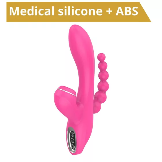 Erospace Sweet Play - vibrátor na bod G s análnou sondou a saním (ružový)