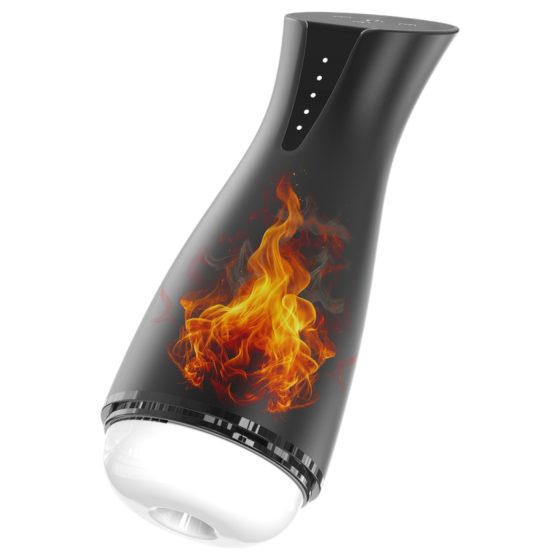 Men's Play - vibračný a sací masturbátor s ohrievaním - čierny