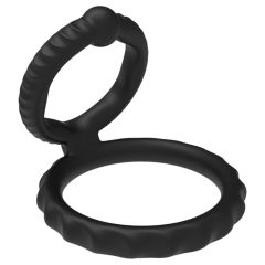 Men's Play - krúžok na penis a semenníky - čierny
