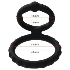 Men's Play - krúžok na penis a semenníky - čierny