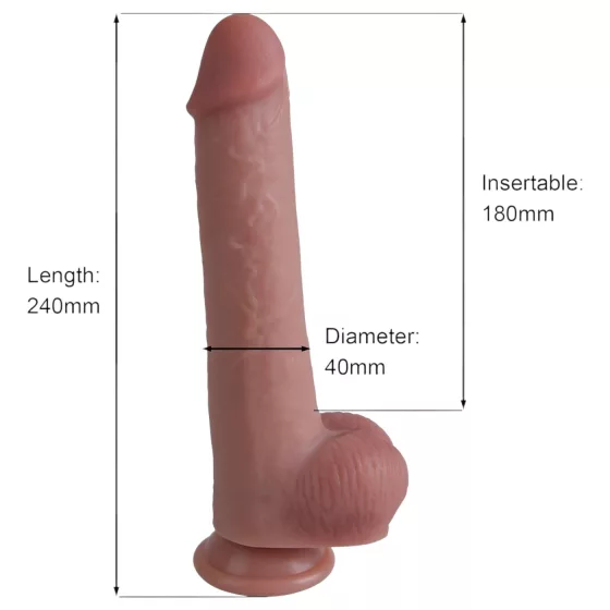Erospace Natural Play - silikónové dildo 24 cm (telovej farby)
