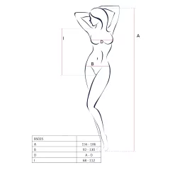   Passion BS035 - ramienkové, otvorené čierne sieťované body (S-L)
