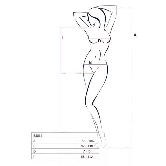 Passion BS035 - ramienkové, otvorené čierne sieťované body (S-L)