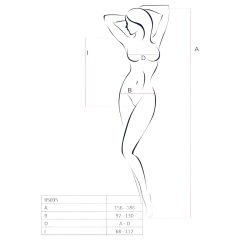   Passion - erotické body s ramienkami - otvorený sieťovaný - červená - S-L