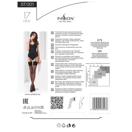 Passion ST001 - čierne pančuchy