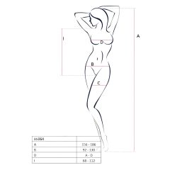Passion BS064 - otvorené sieťované body (čierne) - S-L